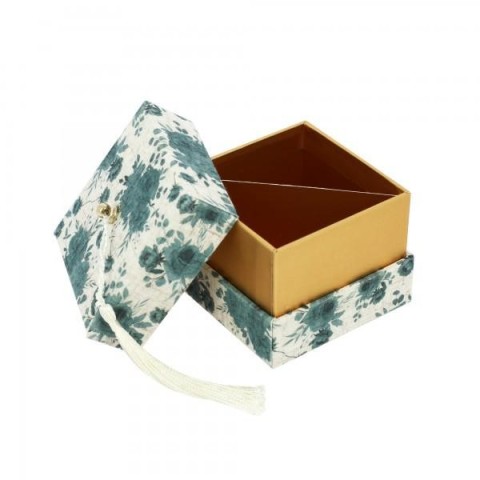 SCATOLA QUADRATA PROVENZALE BLU OTTANIO NAPPA 7,5X7X6 CON DIVIS